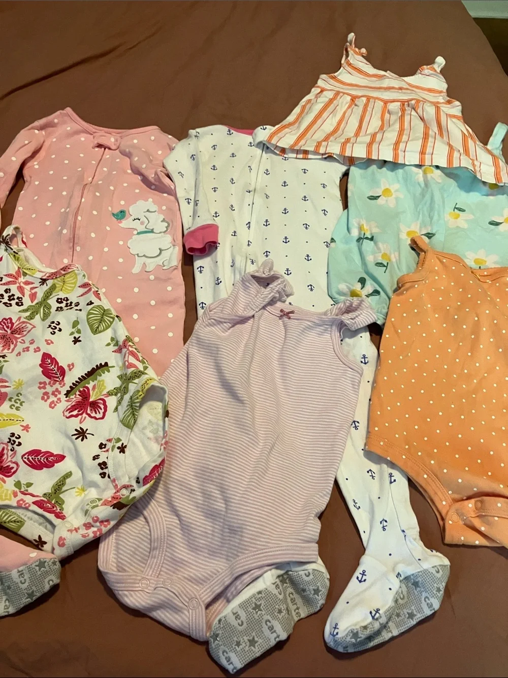 Carter’s Baby Girls Mixed Summer Onesies/Rompers, PJs and tank 24M